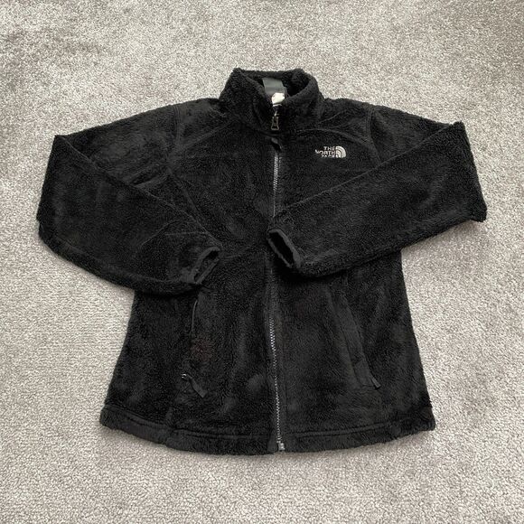 The North Face Oso Osito Fleece Jacket Girls Medium Black Full Zip Pocket School